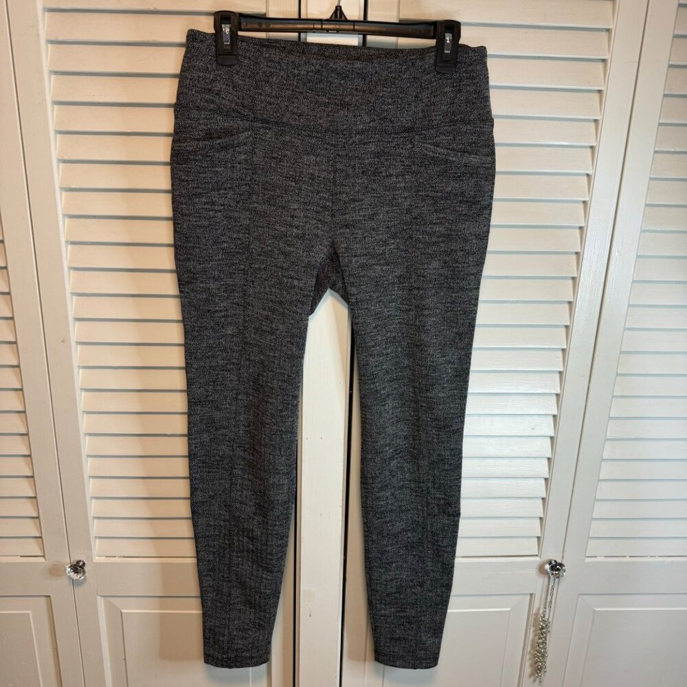 ATHLETA WOMENS HERRINGBONE METRO HIGH WAISTED LARGE LEGGINGS ATHLEISURE YOGA